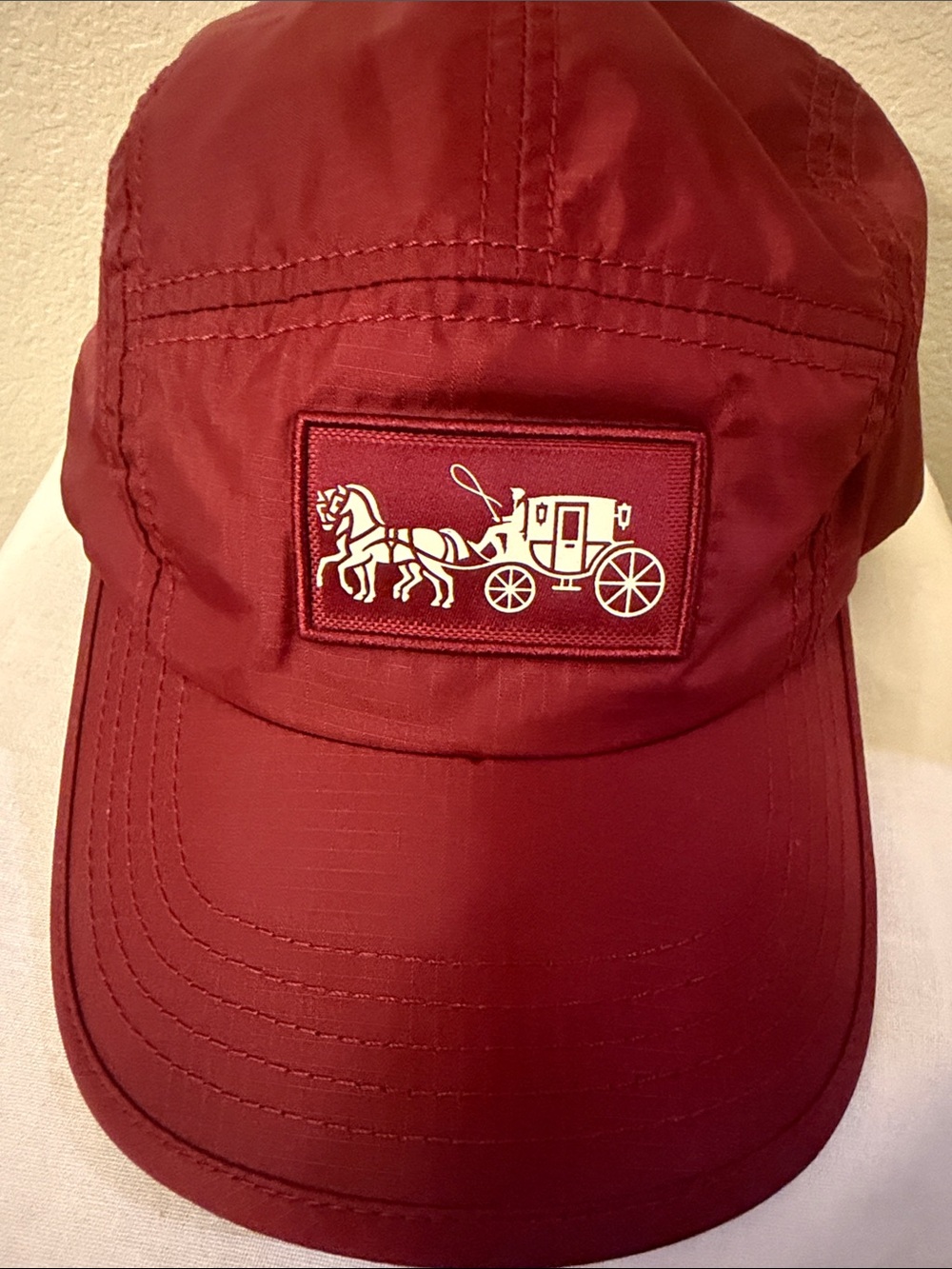 COACH  Burgundy Patch Cap with Carriage Logo